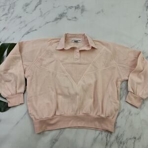 Alfred Dunner Womens Vintage 90s Sweatshirt Size M Pastel Pink Pullover Collared